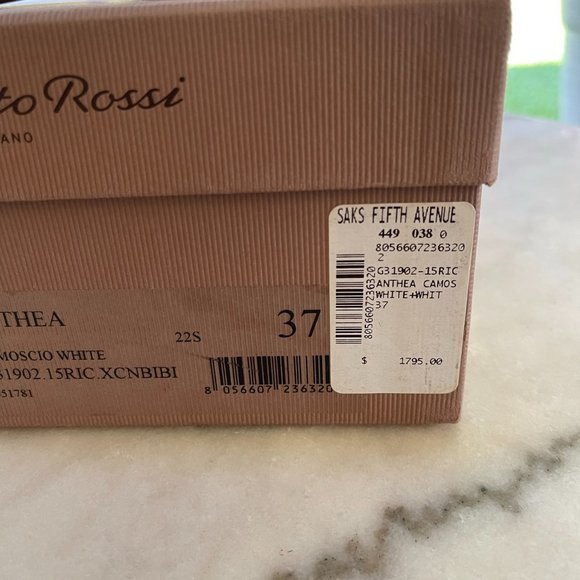 NEW Gianvito Rossi White Sandals Size 37/7.Feather & Crystal Detail Straps Event - Picture 10 of 15